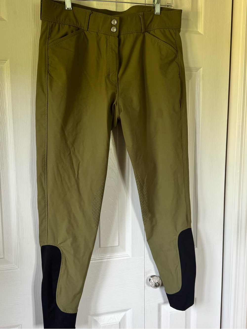 Women’s Olive Riding Breeches with Contrast Ankle Panels